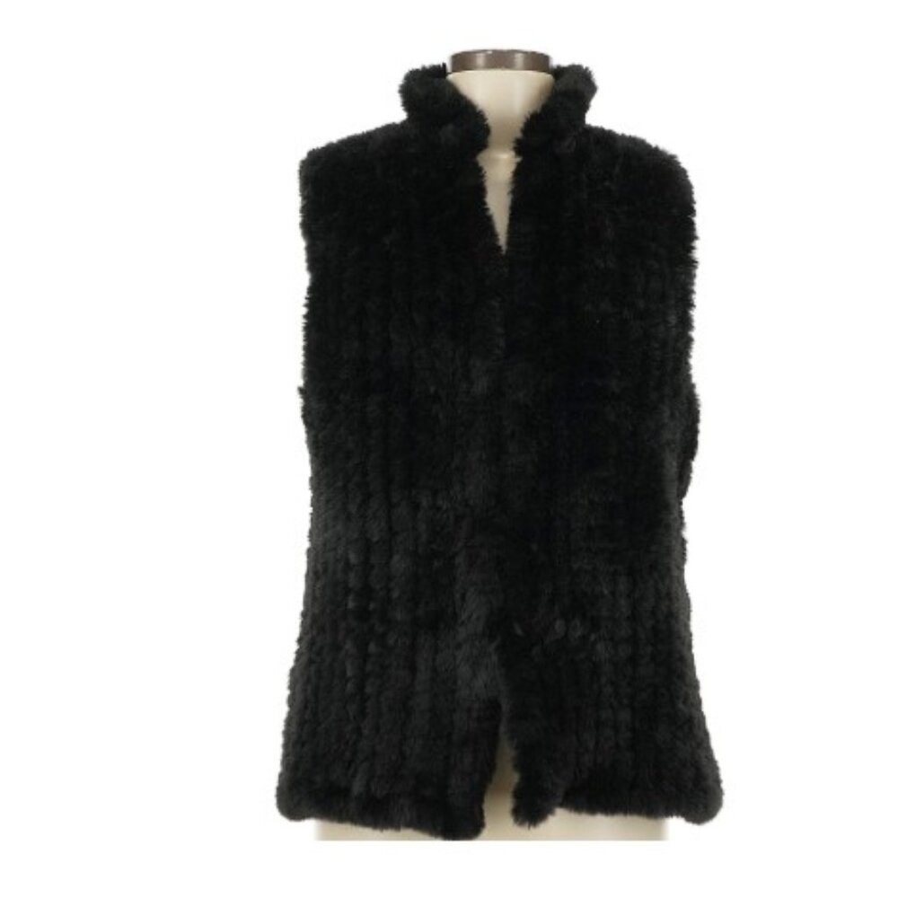 Black Faux Fur Vest Jacket by Aqua - X-small